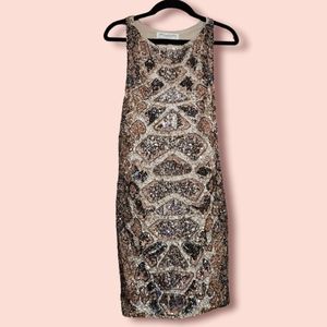 All Saints Sequin Mini Dress in Brown and Silver